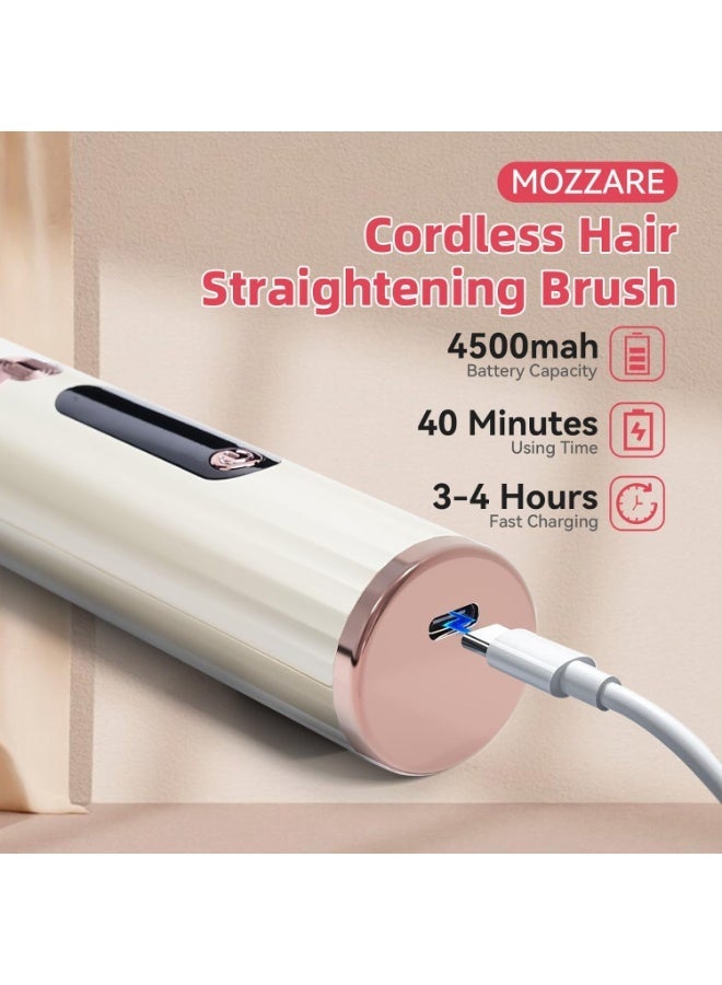 فرشاة فرد الشعر اللاسلكية للسفر من موزار، مشط فرد الشعر المحمول مع أيونات سالبة، مضاد للحروق وتسخين سريع، شاشة ليد ومجموعة درجات حرارة - Image 5